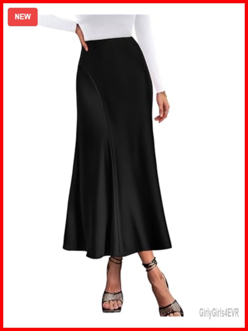 Satin Maxi Skirt High Waisted A-Line Flowy Formal Cocktail Party Work